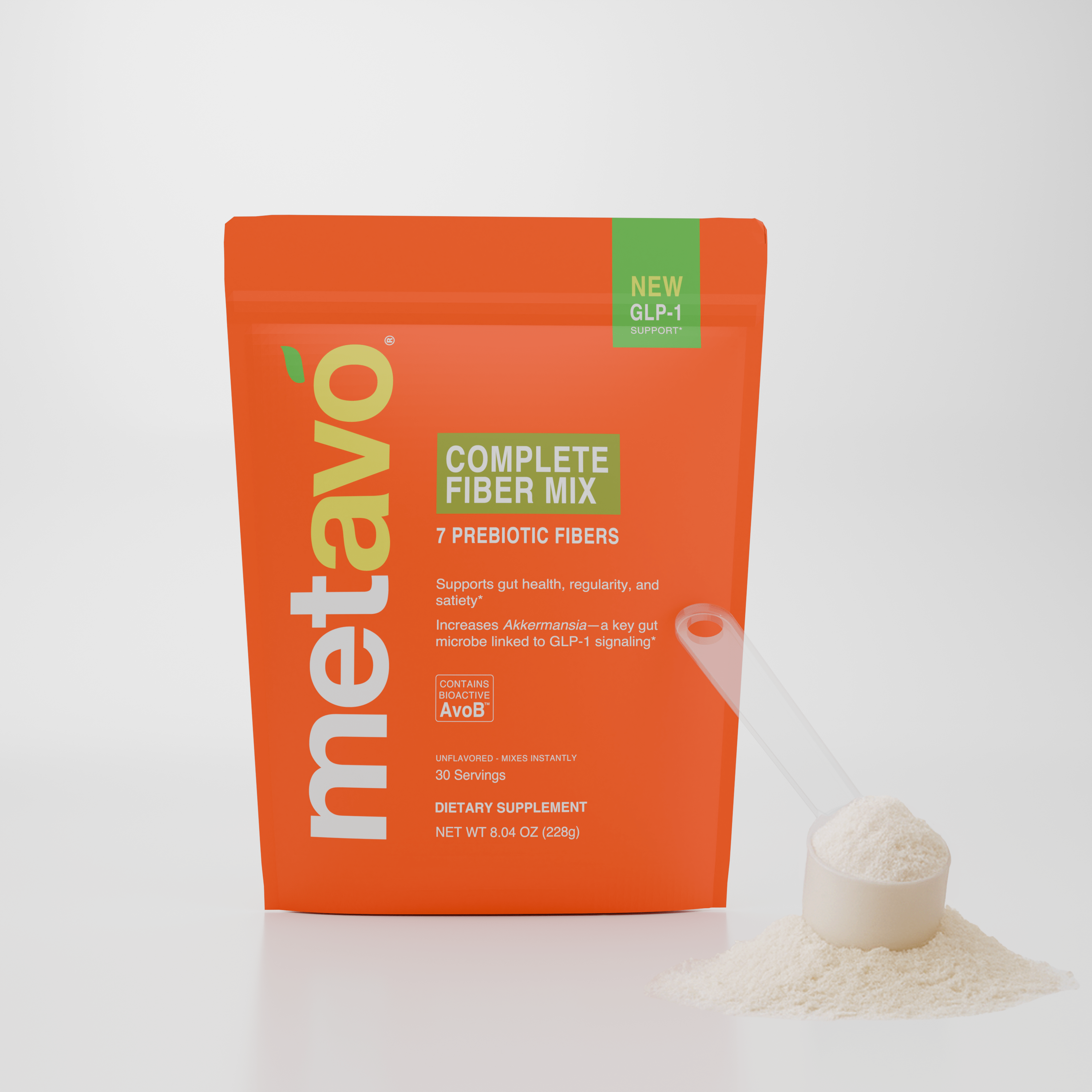 Metavo.com Metavo GLP-1 Metavo Complete Fiber Mix - 7 Prebiotic Fibers with AvoB™ for Gut Health, Regularity & GLP-1 Support