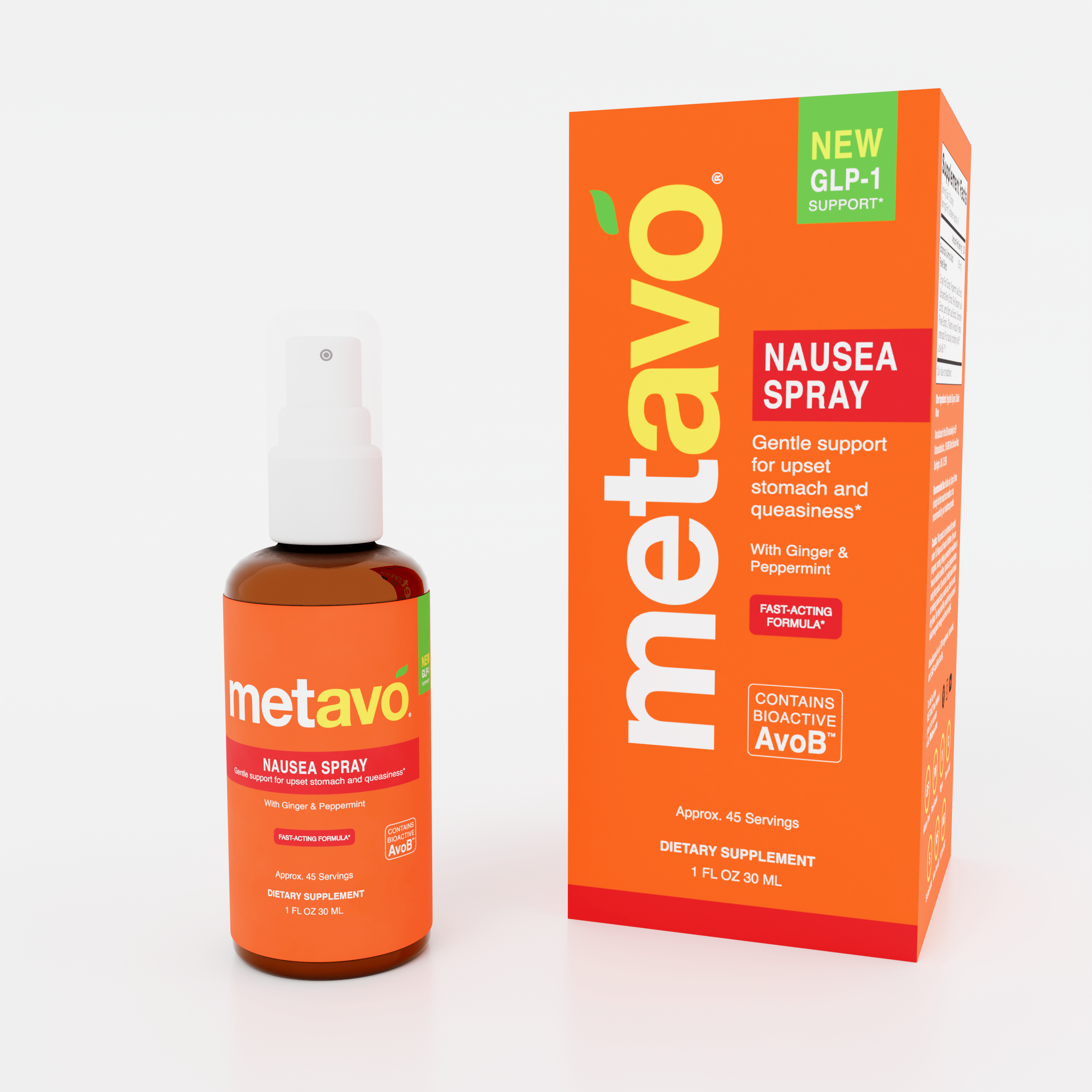 Metavo.com Metavo GLP-1 Metavo Nausea Spray with Ginger & Peppermint - Fast-Acting Natural Relief for Upset Stomach & Queasiness