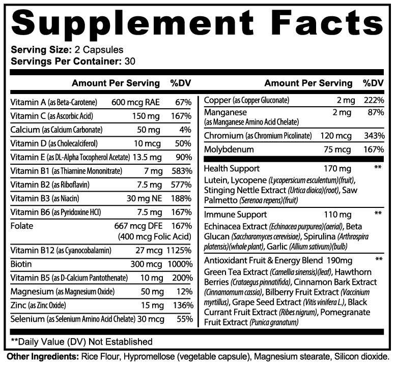 Metavo.com Vitamins & Minerals Complete Multivitamin